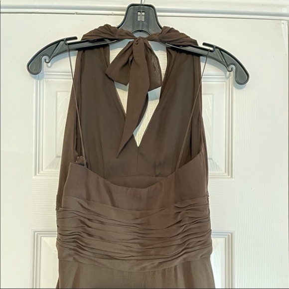 Beautiful brown silk evening dress. Worn once! size 8. Ankle length. - Picture 2 of 11